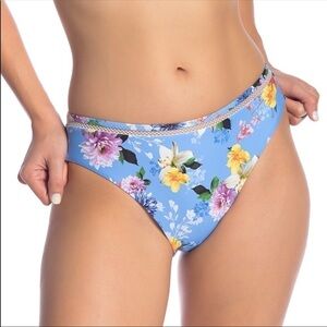 Nanette Lepore Blue Floral Swim Bikini Bottom S